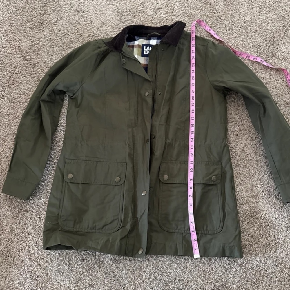 Land’s End Women's Waxed Cotton Utility Barn Coat in Country Green 
size Medium - Picture 11 of 12